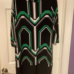 New York & Company Black and Green Long Sleeve Dress